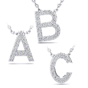 Diamond Initial Necklace In 1.4 Karat Gold™ With 11 Diamonds, 18 Inches (J-K, I2-I3)