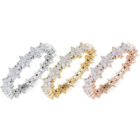Eternity Ring Size 5-9.5,  1 Carat Flower Shape Diamond Eternity Ring In 14K White Gold