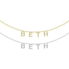 Little Girls Personalized Name Necklace, Choose White Gold Or Yellow Gold Overlay, 4 Letters. So Cute!