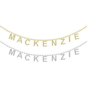 Little Girls Personalized Name Necklace, Choose White Gold Or Yellow Gold Overlay, 9 Letters. So Cute!