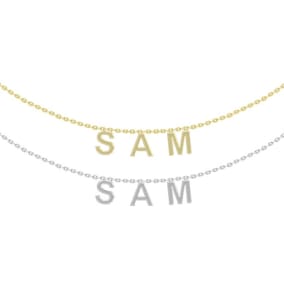 Big Girls Personalized Name Necklace, Choose White Gold Or Yellow Gold Overlay, 3 Letters. So Cute!