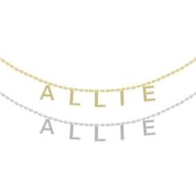 Big Girls Personalized Name Necklace, Choose White Gold Or Yellow Gold Overlay, 5 Letters. So Cute!