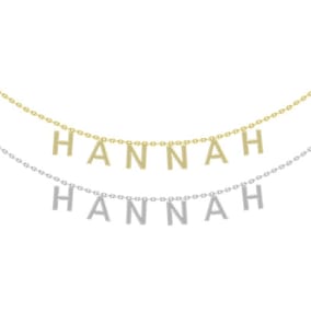 Big Girls Personalized Name Necklace, Choose White Gold Or Yellow Gold Overlay, 6 Letters. So Cute!