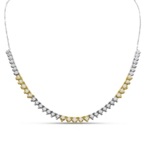 2 Carat Natural Graduated Diamond Smile Necklace In 14K Two Tone Gold With 17 Inch Adjustable Chain