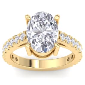 5 Carat Oval Shape Lab Grown Diamond Classic Engagement Ring In 14K Yellow Gold