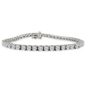 4 1/2 Carat Lab Grown Diamond Tennis Bracelet In 14 Karat White Gold, 6 Inches