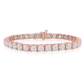 9 3/4 Carat Lab Grown Diamond Tennis Bracelet In 14 Karat Rose Gold, 7 1/2 Inches
