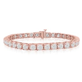 12 Carat Lab Grown Diamond Tennis Bracelet In 14 Karat Rose Gold, 7 1/2 Inches
