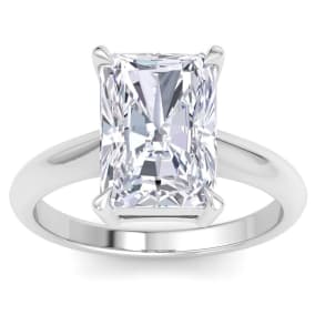 5 Carat Radiant Cut Lab Grown Diamond Solitaire Engagement Ring In 14K White Gold