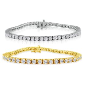5 1/2 Carat Lab Grown Diamond Tennis Bracelet In 14 Karat White and Yellow Gold Available In 6-9 Inch Lengths