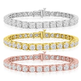 9 3/4 Carat Lab Grown Diamond Tennis Bracelet In 14 Karat White Gold, 7 1/2 Inches
