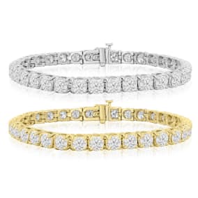 12 Carat Lab Grown Diamond Tennis Bracelet In 14 Karat White and Yellow Gold Available In 6-9 Inch Lengths