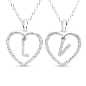 Diamond Initial Necklace A - Z Initial Diamond Necklace In Sterling Silver