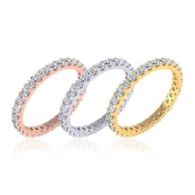 Eternity Band Size 4-9.5, 1 Carat Round Lab Grown Diamond Eternity Band Available in White, Yellow and Rose Gold