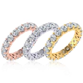 Eternity Ring Size 4-9.5, 3 Carat Lab Grown Diamond Eternity Ring In 14 Karat White Gold, Yellow Gold, Rose Gold and Platinum