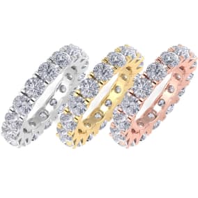 3 3/4 Carat Diamond Eternity Ring, 4-9.5 Ring Sizes Available In 14K White Gold, Yellow Gold and Rose Gold