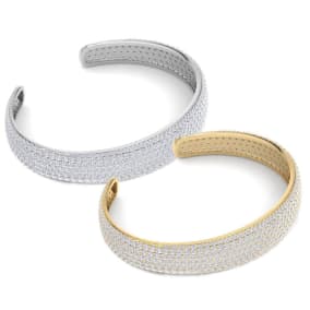 10 Carat Lab Grown Diamond Bangle Bracelet In 14K White and Yellow Gold