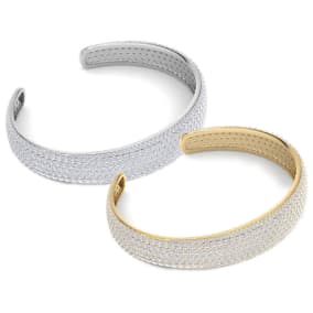 10 Carat Diamond Bangle Bracelet In 14K White Gold, 1/2 Inch Wide