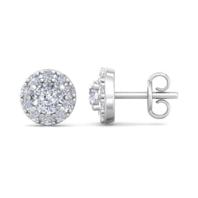 1/4ct Natural Diamond Stud Earrings With Pave Natural Diamonds in White Gold