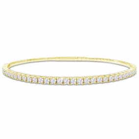 1 1/2 Carat Diamond Flexible Bangle Bracelet In 14K Yellow Gold, 7 Inches