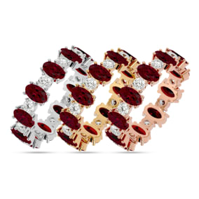 Eternity Band Size 7.5 3 1/2 Carat Ruby and Moissanite Eternity Band In 14 Karat White Gold