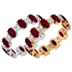 Eternity Band Size 7.5 3 1/2 Carat Ruby and Moissanite Eternity Band In 14 Karat White Gold