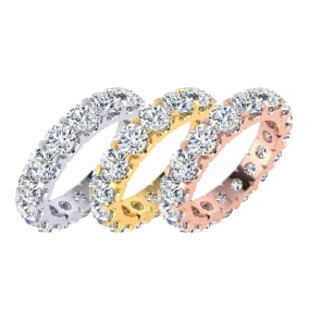 4 Carat Round Lab Grown Diamond Eternity Ring In 14 Karat White Gold, Ring Size 7.5