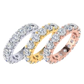5 Carat Round Lab Grown Diamond Eternity Ring In 14 Karat White Gold, Ring Size 7