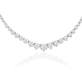 Graduated 4 Carat Lab Grown Diamond Tennis Necklace In 14 Karat White Gold, 17 Inches