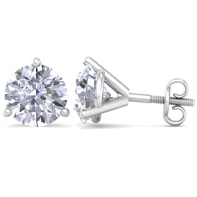 6 Carat Lab Grown Diamond Earrings In 14 Karat White Gold, Martini Setting