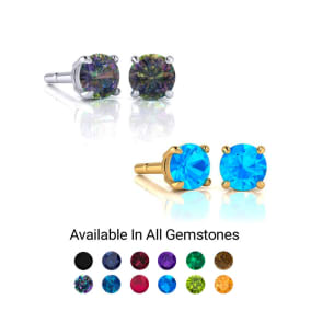 1/2 Carat Gemstone Stud Earrings in Sterling Silver