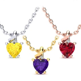 Garnet Necklace: Garnet Jewelry: 1/2ct Garnet and Diamond Heart Necklace in 10k White Gold