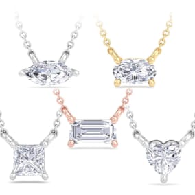 1/4 Carat Emerald Cut Lab Grown Diamond Solitaire Necklace In 14 Karat White Gold