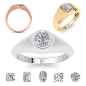 1 - 1 1/2 Carat Lab Grown Diamond Mens Engagement Ring In 14K White, Yellow and Rose Gold - All Shapes Available!
