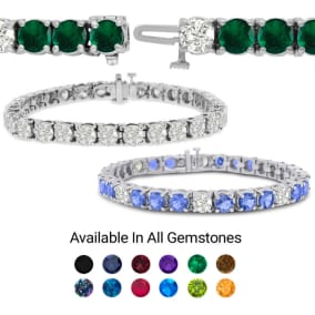 16 Carat Gemstone and Diamond Bracelet In 14 Karat White Gold