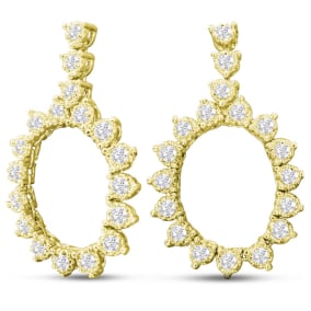 1 3/4 Carat Natural Diamond Drop Earrings In 14 Karat Yellow Gold, 1 1/4 Inches