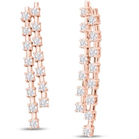 1 3/4 Carat Diamond Drop Earrings In 14 Karat Rose Gold