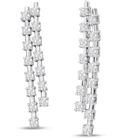 1 3/4 Carat Lab Grown Diamond Drop Earrings In 14 Karat White Gold