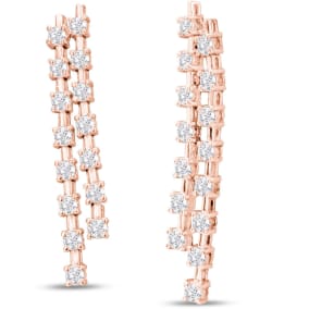 1 3/4 Carat Lab Grown Diamond Drop Earrings In 14 Karat Rose Gold