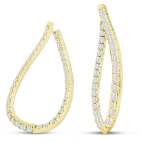 3 Carat Diamond Hoop Earrings In 14 Karat Yellow Gold