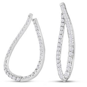3 Carat Lab Grown Diamond Hoop Earrings In 14 Karat White Gold
