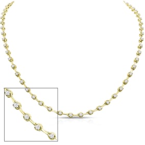 3.20 Carat Diamond Space Necklace In 14 Karat Yellow Gold, 17 Inches