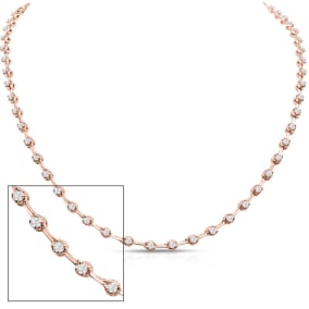 3.20 Carat Diamond Space Necklace In 14 Karat Rose Gold, 17 Inches