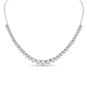 Graduated 2 Carat Natural Diamond Tennis Necklace In 14 Karat White Gold, 16 Inches
