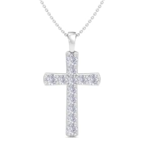 ThyDiamond™ 1/2 Carat Diamond Cross Necklace In Sterling Silver, 18 Inches