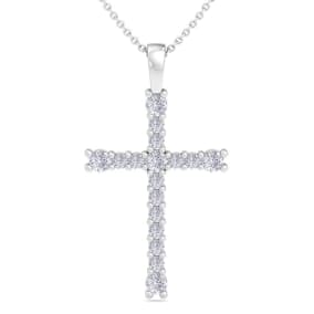 ThyDiamond™ 1/3 Carat Diamond Cross Necklace In Sterling Silver, 18 Inches