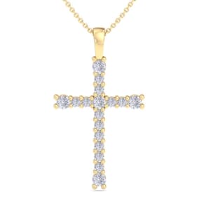 ThyDiamond™ 1/3 Carat Diamond Cross Necklace In 14K Yellow Gold Over Sterling Silver, 18 Inches