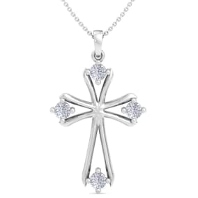 ThyDiamond™ 0.40 Carat Diamond Cross Necklace In Sterling Silver, 18 Inches