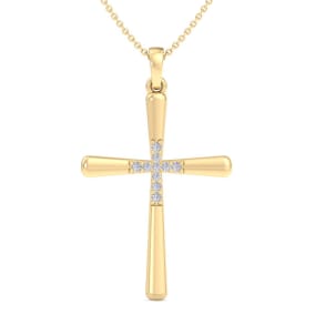 ThyDiamond™ 0.08 Carat Diamond Cross Necklace In 14K Yellow Gold Over Sterling Silver, 18 Inches