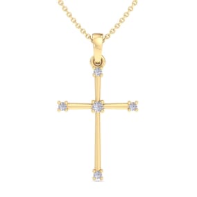 0.06 Carat Diamond Cross Necklace In 14K Yellow Gold, 18 Inches